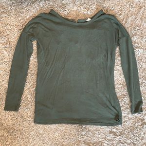 XS Garage olive green long sleeve with tie on back